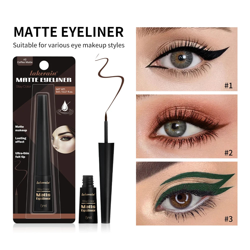 Matte Liquid Waterproof Eyeliner Brown Black 17H Long Last Sweat Proof Waterproof Wear Vegan Smudgeproof Makeup Cosmetics Peaceful Pleasures Health and Wellness