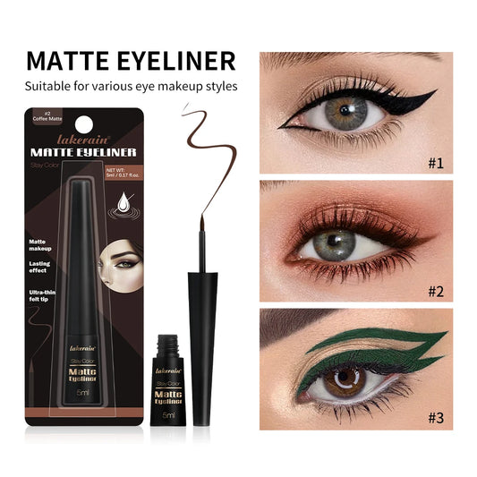 Matte Liquid Waterproof Eyeliner Brown Black 17H Long Last Sweat Proof Waterproof Wear Vegan Smudgeproof Makeup Cosmetics Peaceful Pleasures Health and Wellness