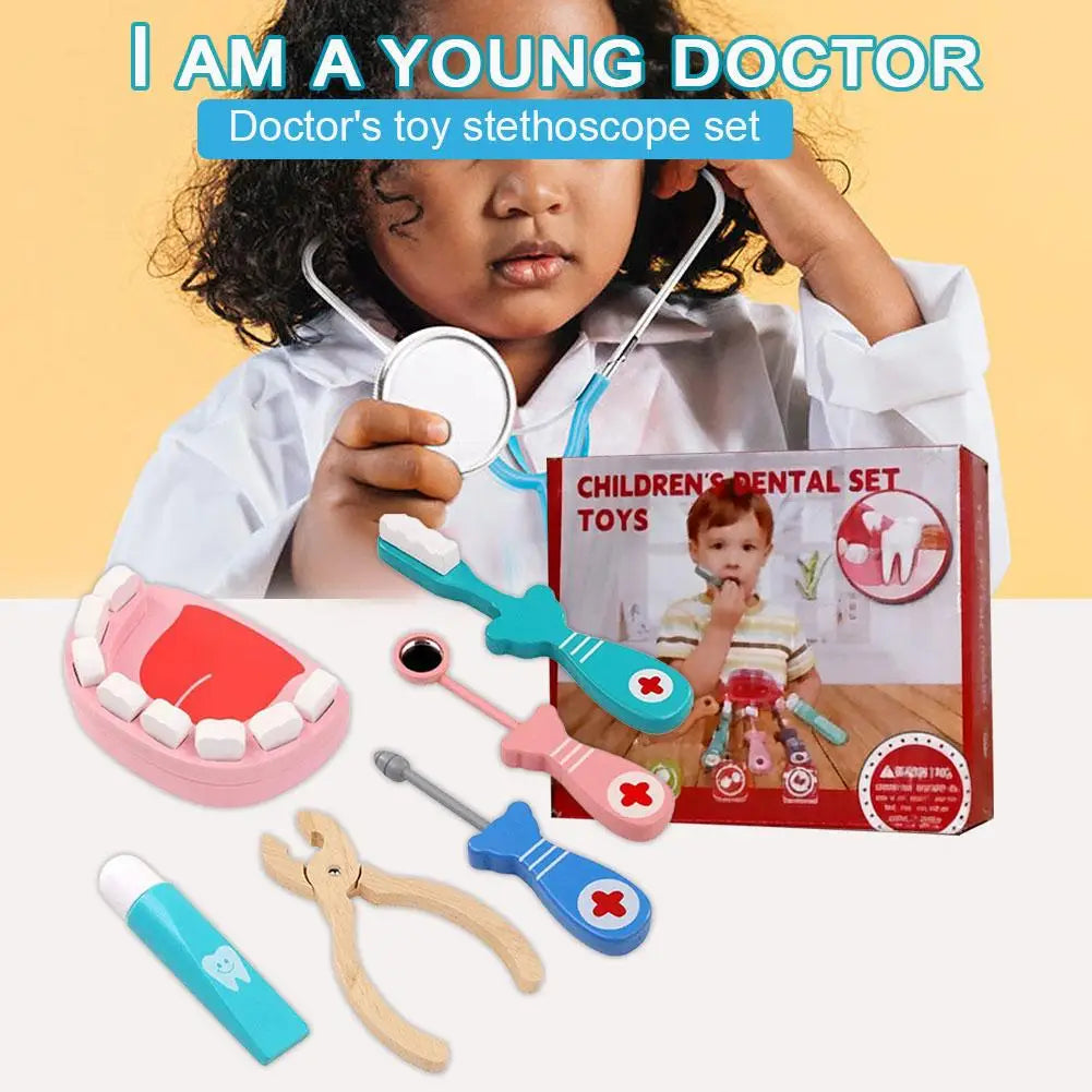 Dentist Play Cosplay Doctor Wooden Toy Gifts Kids Interest Simulation