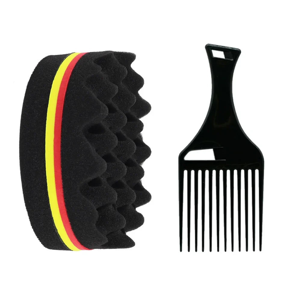 Double-Sided Twist Hair Sponge Brush – Afro Curl Styling