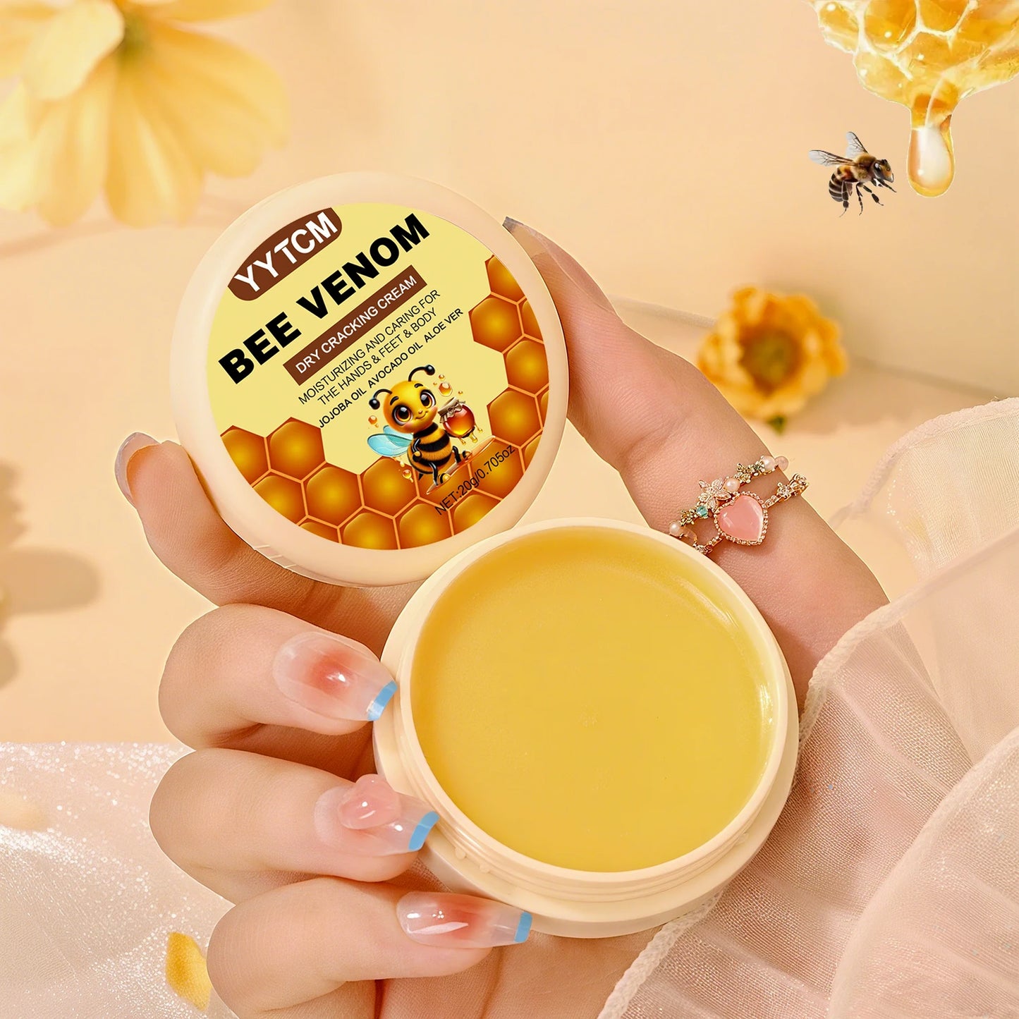 Bee Venom Dry Crack Moisturizing Cream, Hydrating & Nourishing for Autumn Winter, Smooth & Soft Skin Care, Hydrating Foot Cream Peaceful Pleasures Health and Wellness