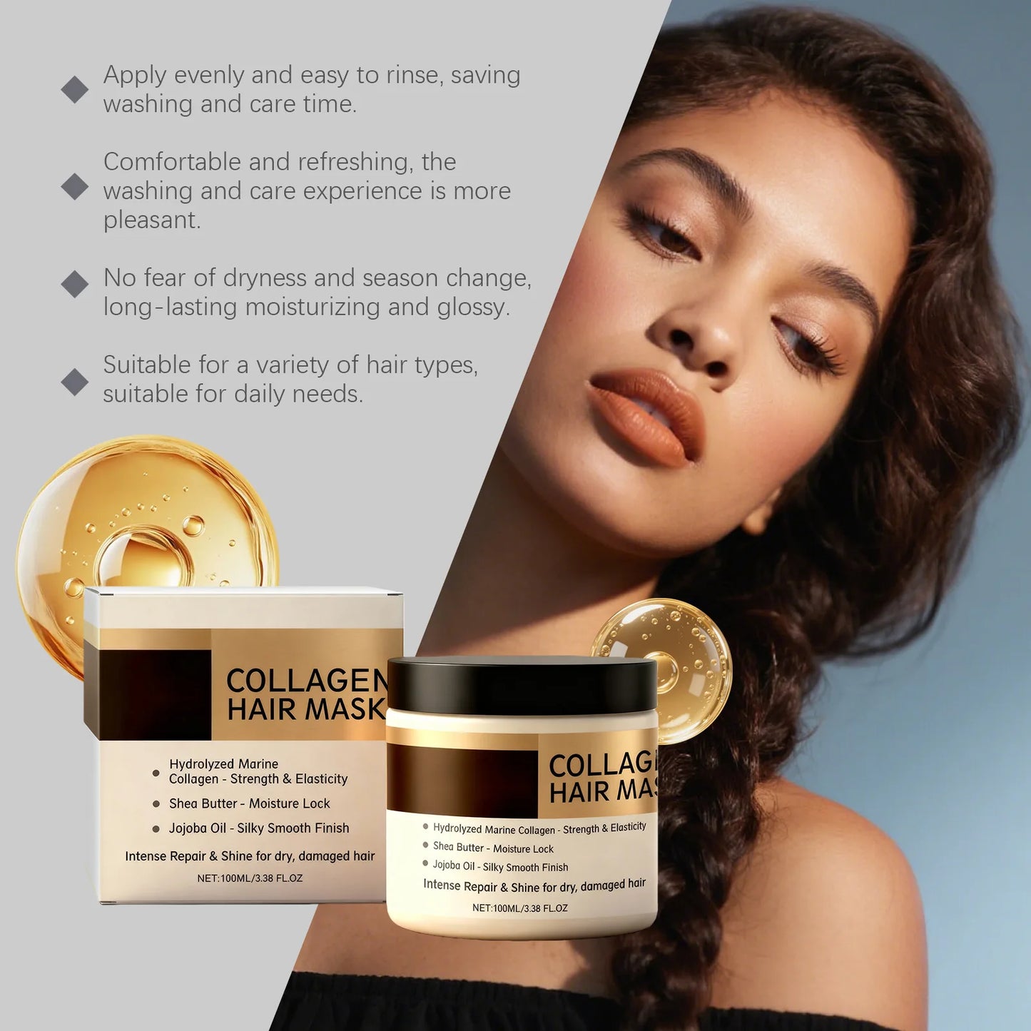 Keratin & Collagen Hair Mask – Argan Oil & Shea Butter | 100ml