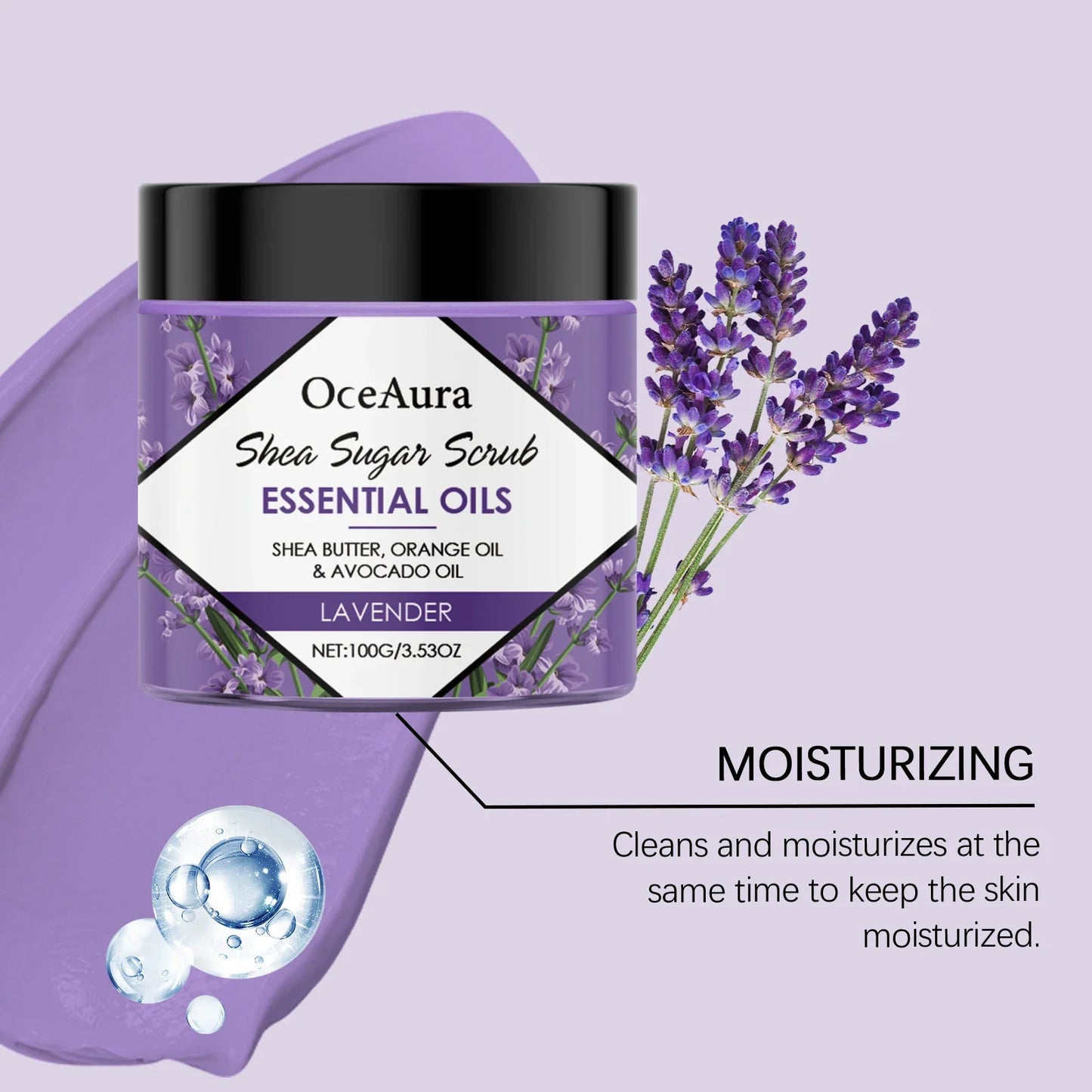 OceAura Lavender Body Scrub 100g – Exfoliate & Hydrate Skin