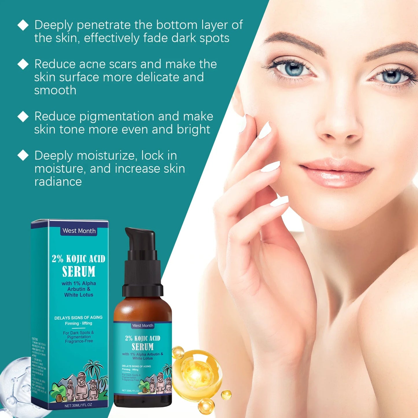 Kojic Acid Face Serum 30ml – Brighten & Even Skin Tone
