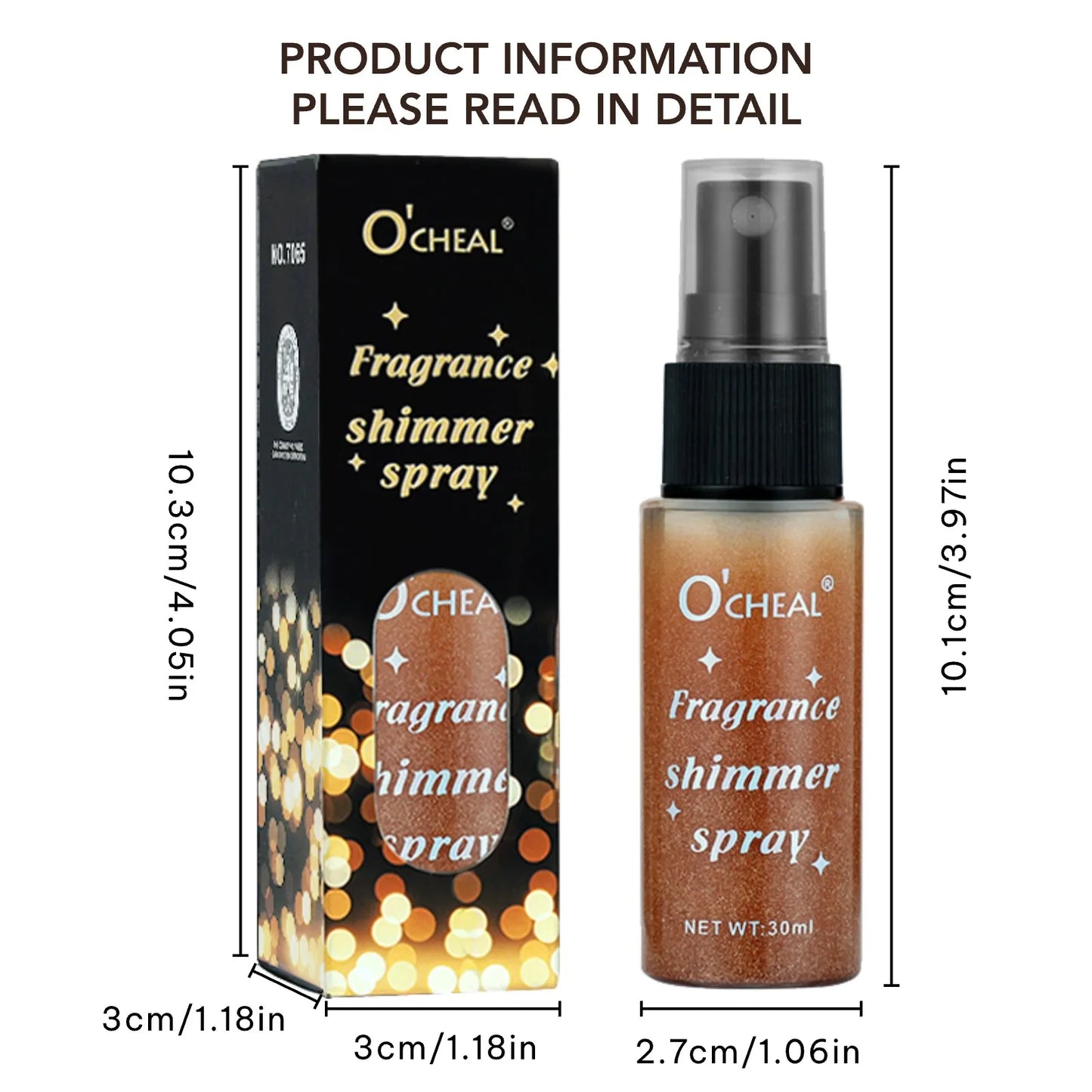 O'Cheal Shimmer Glitter Body Spray – Highlighter Mist 30ml