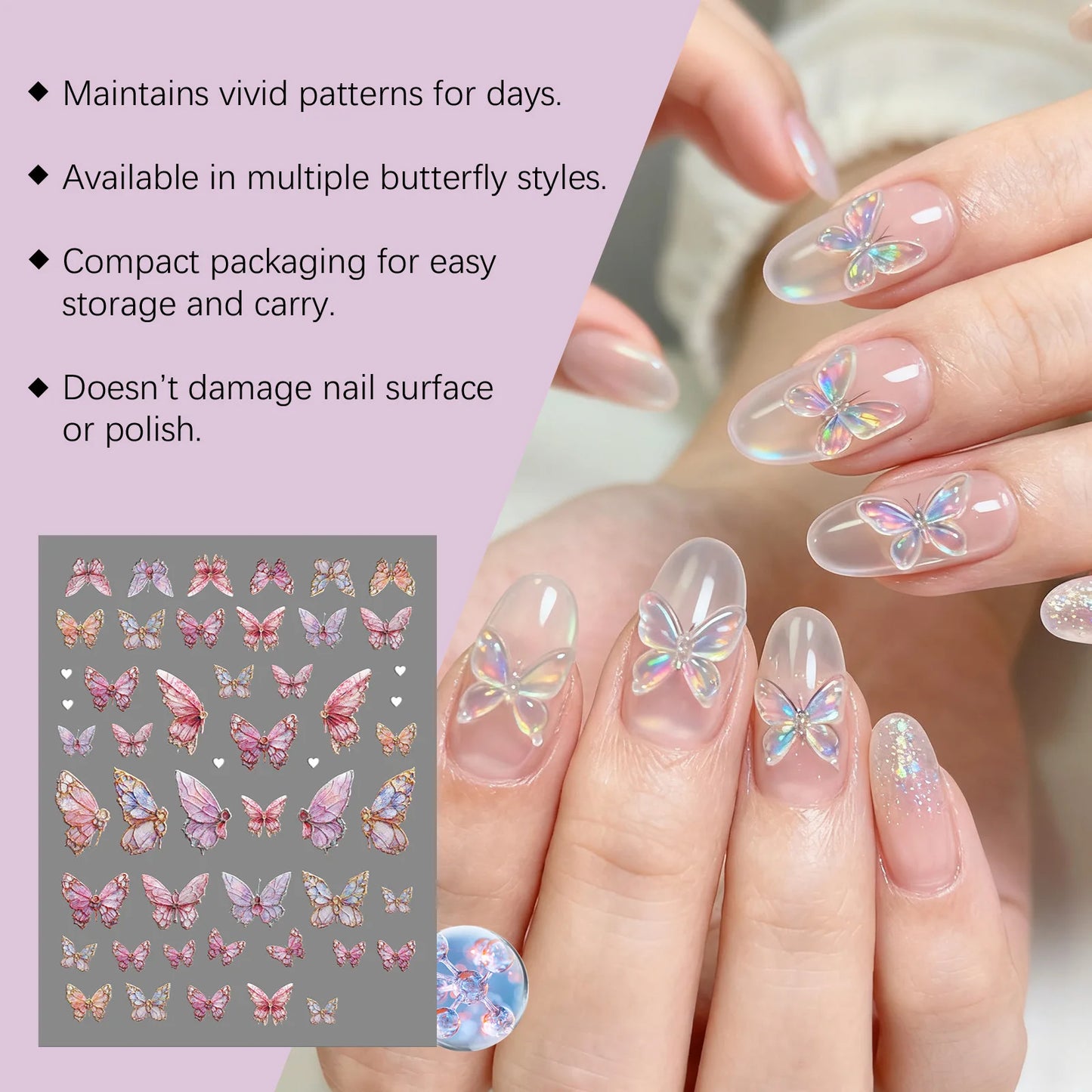 5D Self-Adhesive Butterfly Nail Stickers for Nail Art Peaceful Pleasures Health and Wellness