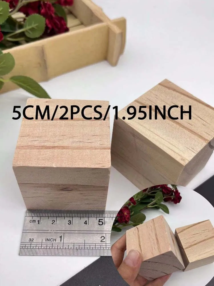 Unfinished Wooden Blocks – 5 Sizes Wood Cubes for DIY Crafts