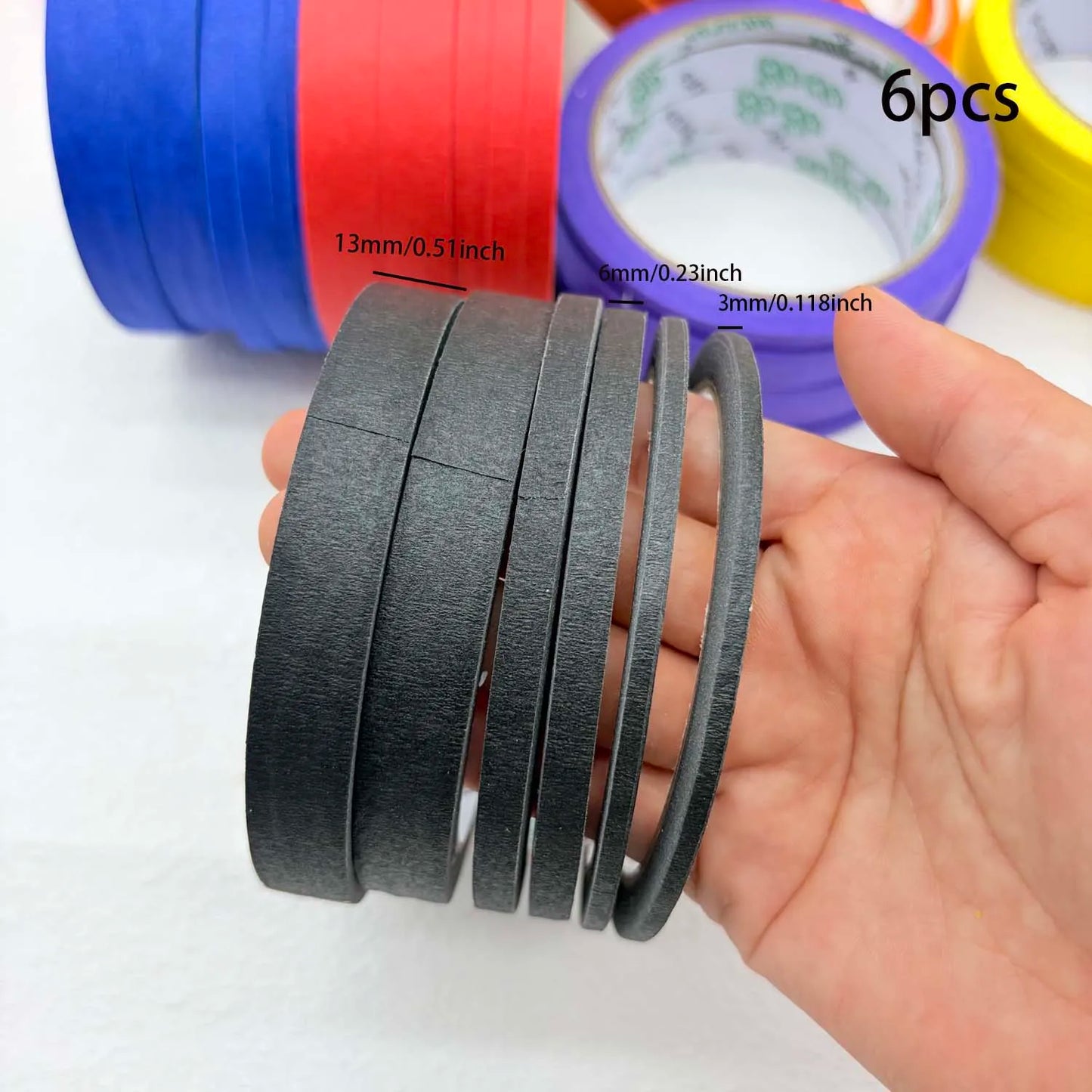Colorful Paper Masking Tape – 3/6 Rolls, 3 Sizes, DIY Crafts