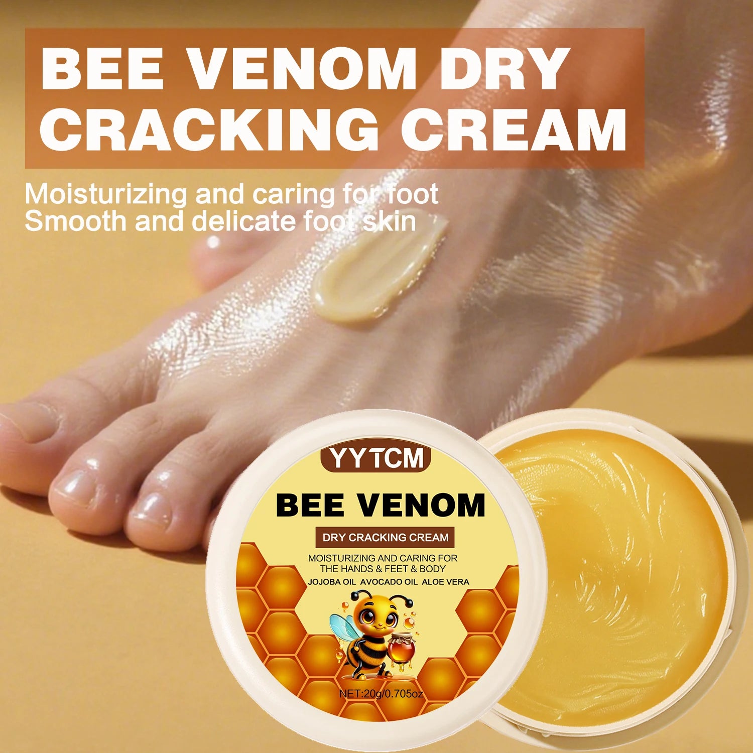 Bee Venom Dry Crack Moisturizing Cream, Hydrating & Nourishing for Autumn Winter, Smooth & Soft Skin Care, Hydrating Foot Cream Peaceful Pleasures Health and Wellness