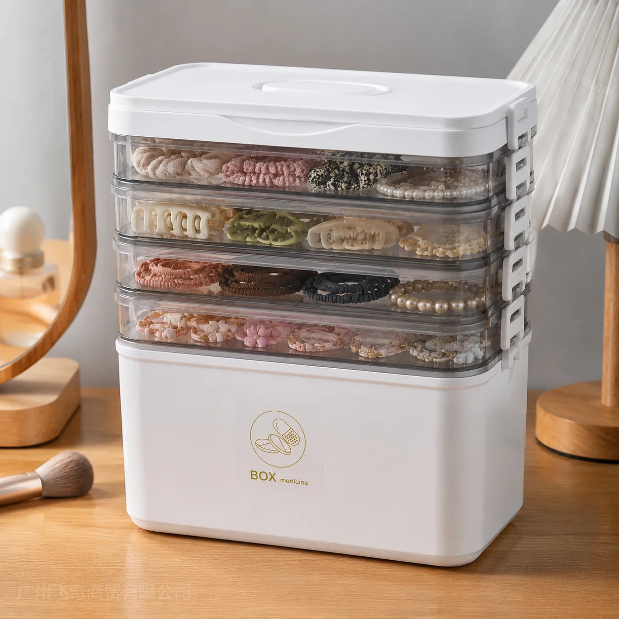 YX Large-Capacity Multi-Tier Stackable Storage Box Practical Portable Home First Aid Emergency Kit with Transparent Lid and Handles Organizer for Pills Crafts Hair Accessories Cosmetics Small Items Kitchen Bathroom Office Dor Peaceful Pleasures Health and Wellness