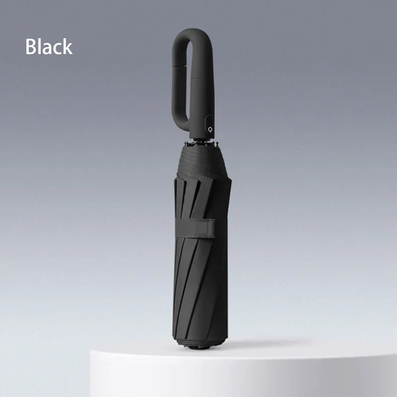 Auto Foldable UV Umbrella UPF50+ Windproof Carabiner Handle