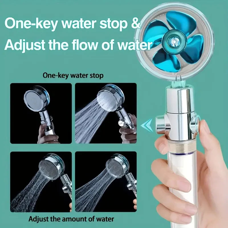 360° Turbine Handheld Shower Head – High Pressure & Water Saving