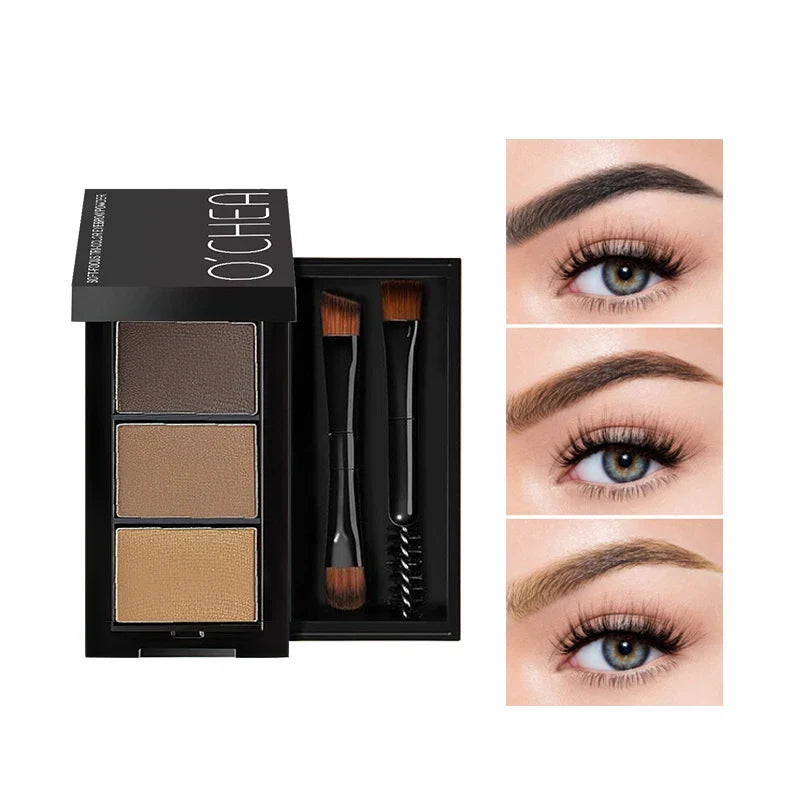 O'Cheal 3-Color Waterproof Eyebrow Powder Palette with Brush