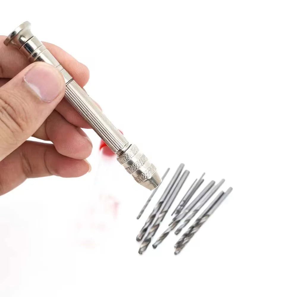 11-Piece Micro Hand Drill Kit – 0.8–3.2mm Precision Bits