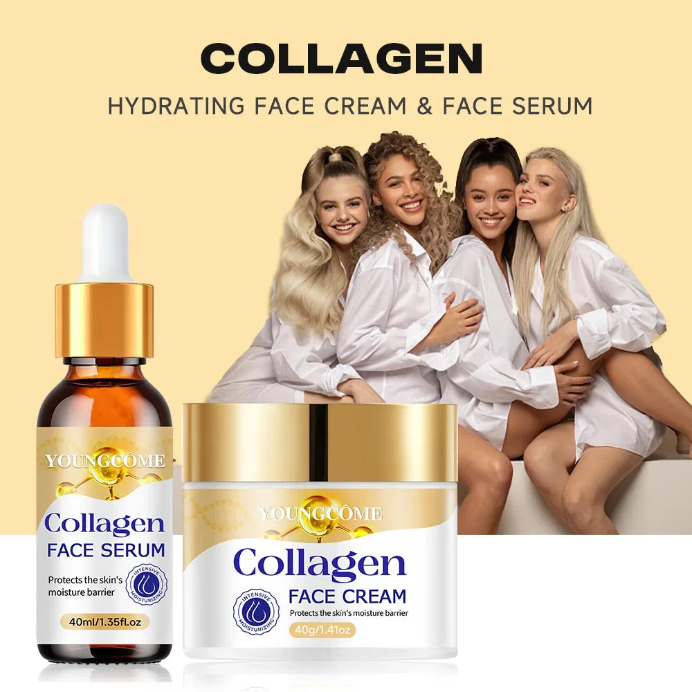 YOUNGCOME Collagen Cream & Serum Set – Vitamin E Moisturizing