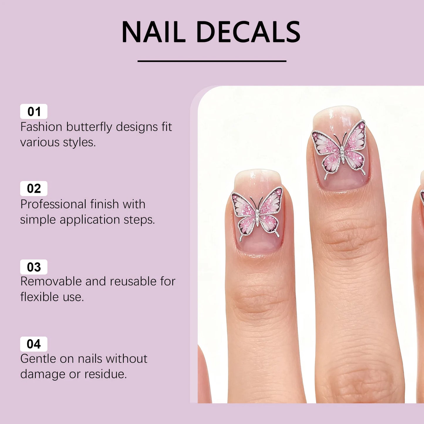 5D Self-Adhesive Butterfly Nail Stickers for Nail Art Peaceful Pleasures Health and Wellness