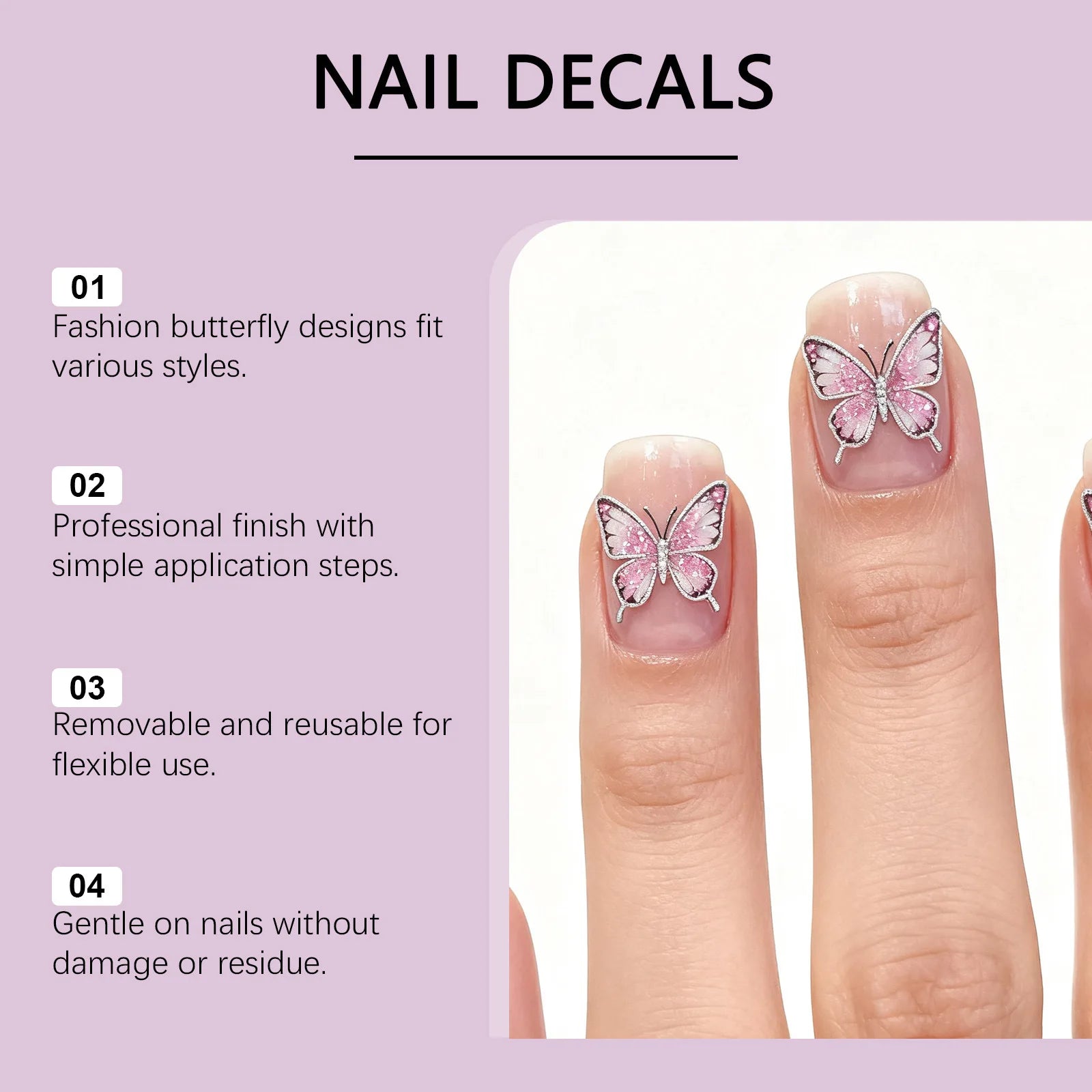 5D Self-Adhesive Butterfly Nail Stickers for Nail Art Peaceful Pleasures Health and Wellness