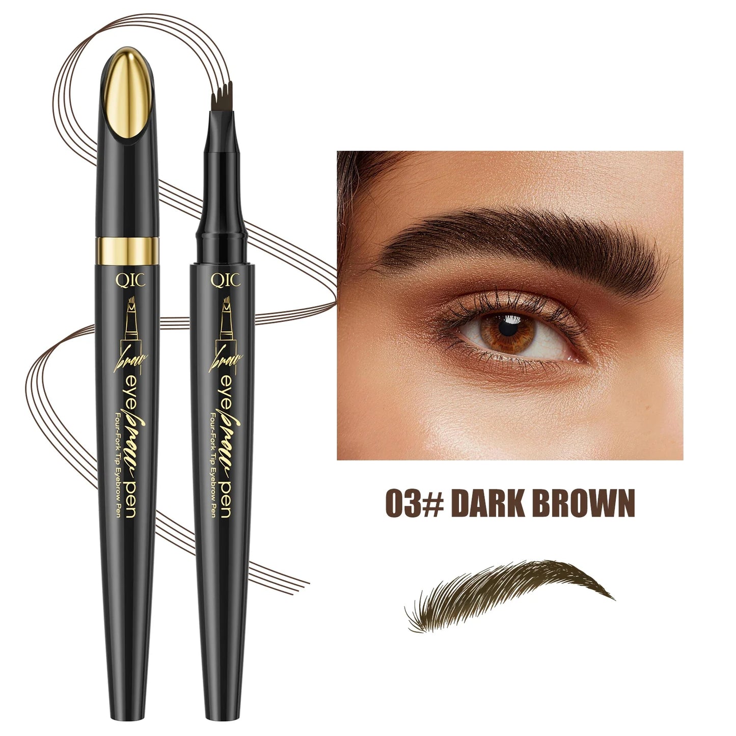 QIC 4-Tip Eyebrow Pencil – Waterproof & Long-Lasting | QIC