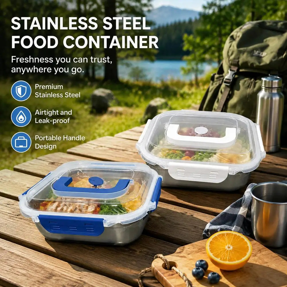 304 Stainless Steel Food Storage Container Leakproof Lunch Box Portable Camping Bento Box for Kitchen Picnic Office Peaceful Pleasures Health and Wellness