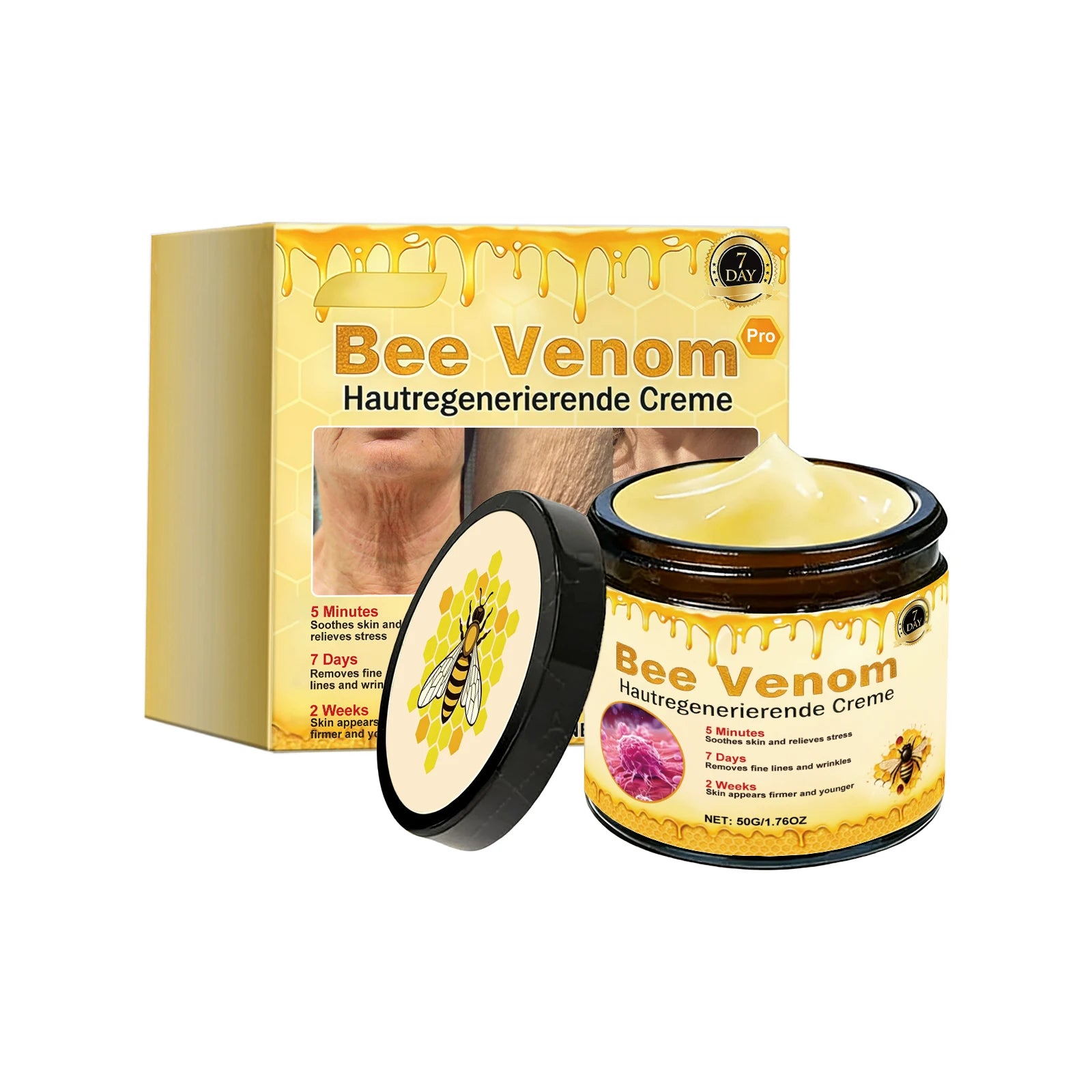 Bee Venom Cream for Skin Rejuvenation and Moisturizing Peaceful Pleasures Health and Wellness 50g Boxed