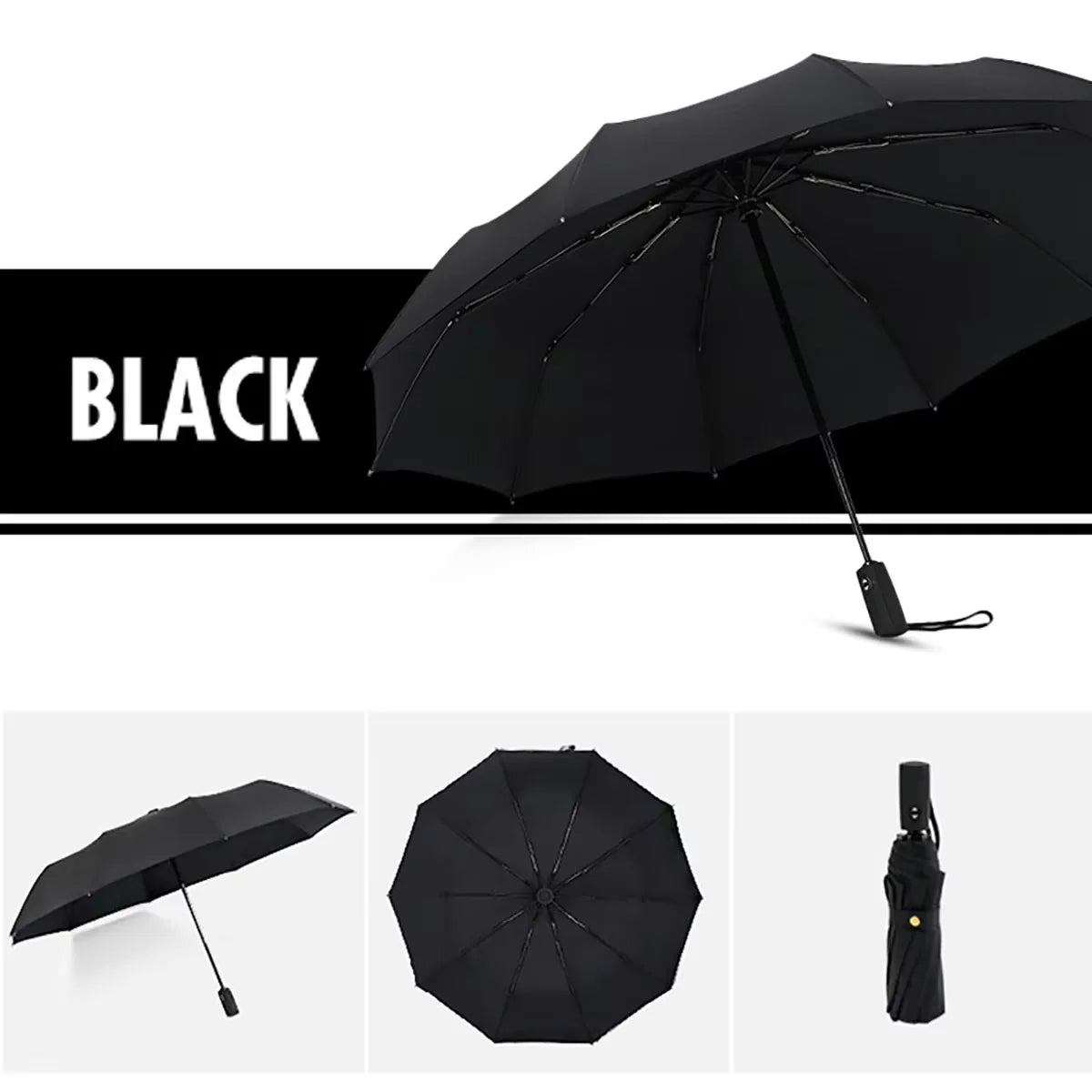 Automatic Windproof Folding Umbrella – 10 Rib Double Layer