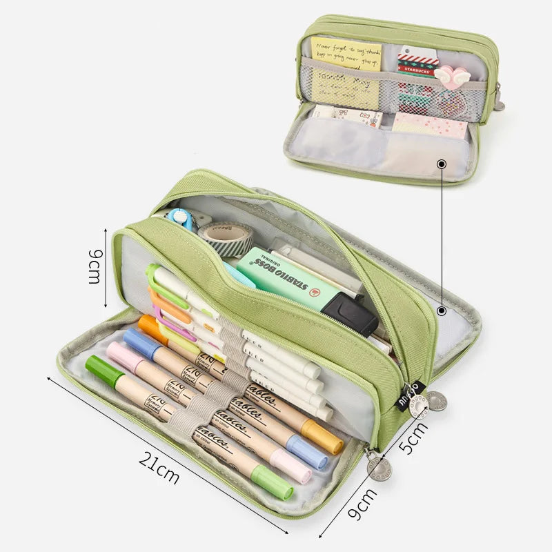 Large Pencil Case Big Capacity Storage Bag, Double-Side Open, Student Stationery, Desk Organizer for School Use Peaceful Pleasures Health and Wellness
