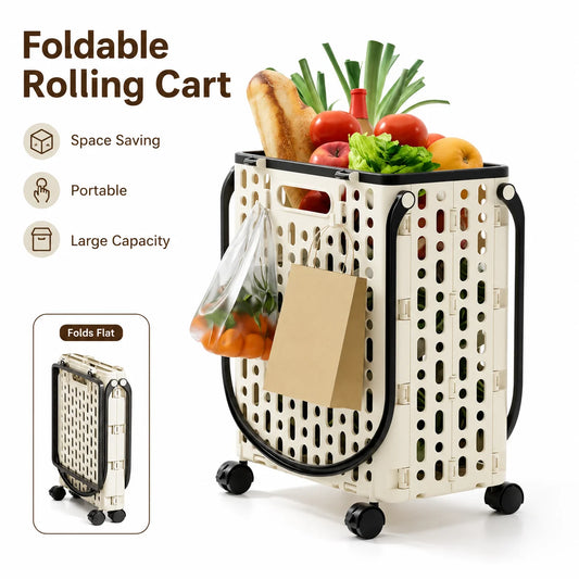 Foldable Utility Cart with Wheels Space-Saving Collapsible Shopping Storage Trolley Durable Hand Truck for Home Office Laundry Outdoor and Camping Peaceful Pleasures Health and Wellness
