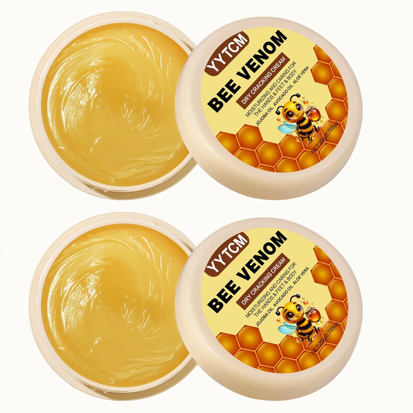 Bee Venom Dry Crack Moisturizing Cream, Hydrating & Nourishing for Autumn Winter, Smooth & Soft Skin Care, Hydrating Foot Cream Peaceful Pleasures Health and Wellness 2Pcs 20g