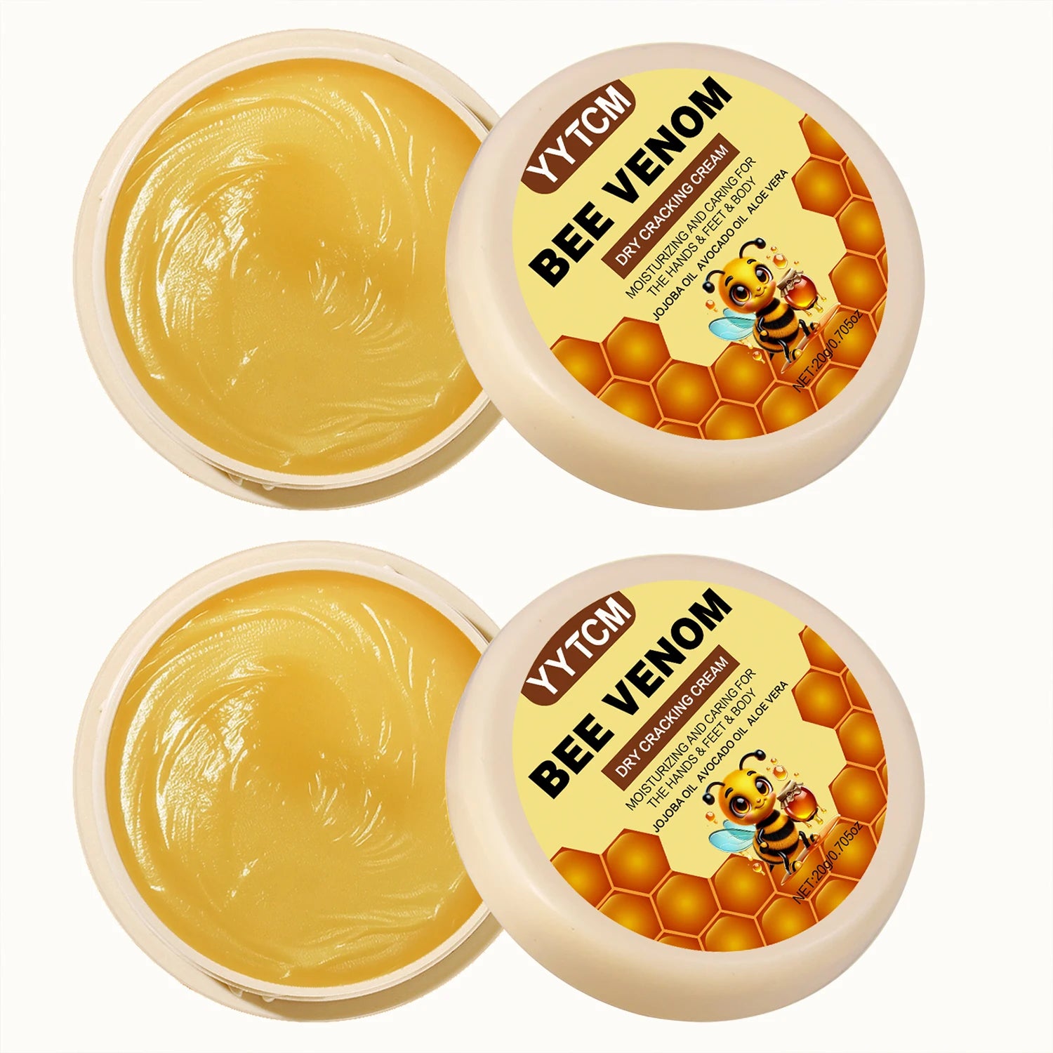 Bee Venom Dry Crack Moisturizing Cream, Hydrating & Nourishing for Autumn Winter, Smooth & Soft Skin Care, Hydrating Foot Cream Peaceful Pleasures Health and Wellness 2Pcs 20g