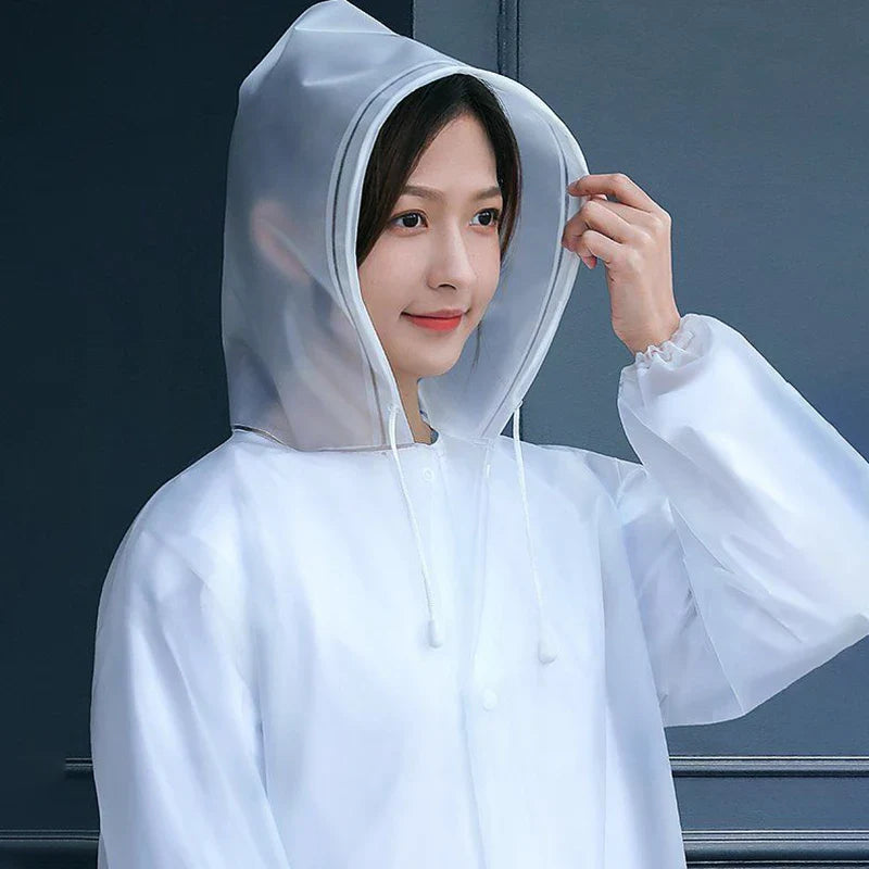 Waterproof EVA Hooded Long Raincoat – Unisex Outdoor Rain Jacket