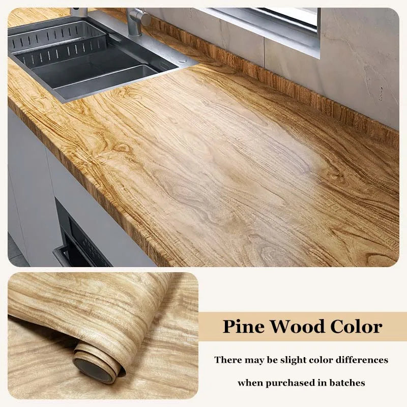 Wood Grain Peel & Stick Wall Film – Waterproof Cabinet Sticker