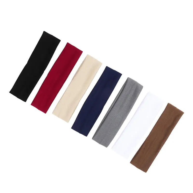 7Pcs Solid Color High Elasticity Headbands Yoga Exercise Headband Hair Accessories Sweat Absorbing Wide Edge Headband Peaceful Pleasures Health and Wellness 7pcs style B