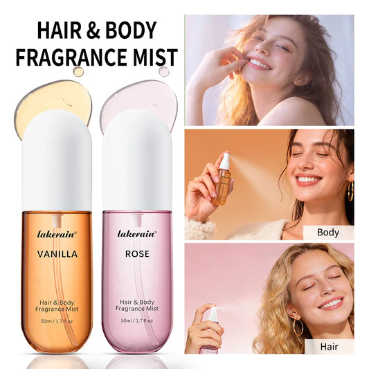 50ml Vanilla Rose Fragrance Spray Hair & Body Fragrance Mist Fresh Long Lasting Fragrance Perfume Travel Size Freshener Spray Peaceful Pleasures Health and Wellness 2pcs