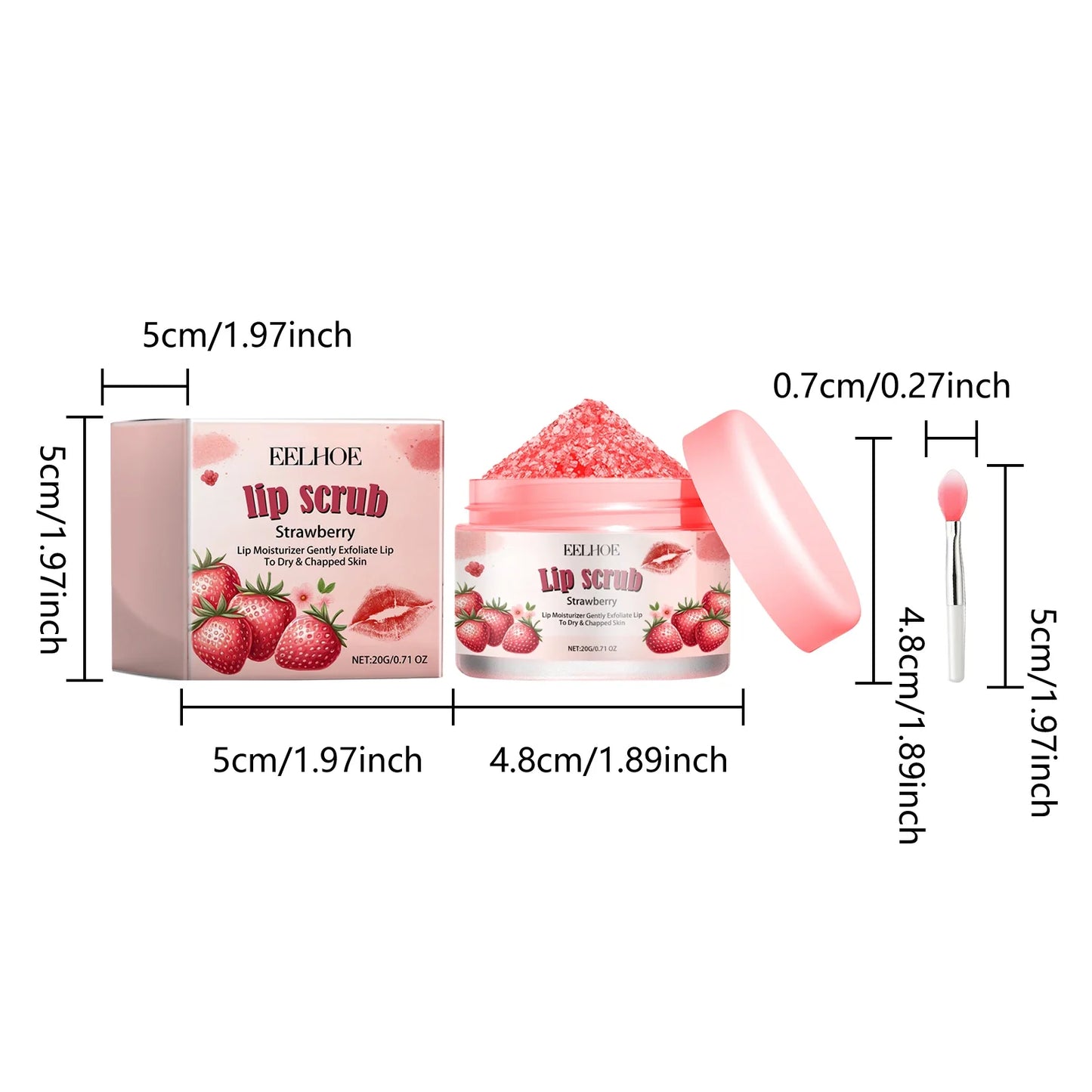 Strawberry Lip Scrub Cream – Exfoliate & Moisturize Lips 20g