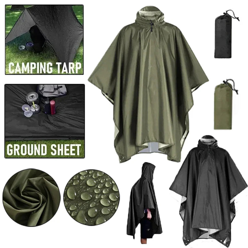 3-in-1 Waterproof Rain Poncho – Hiking, Camping & Motorcycle