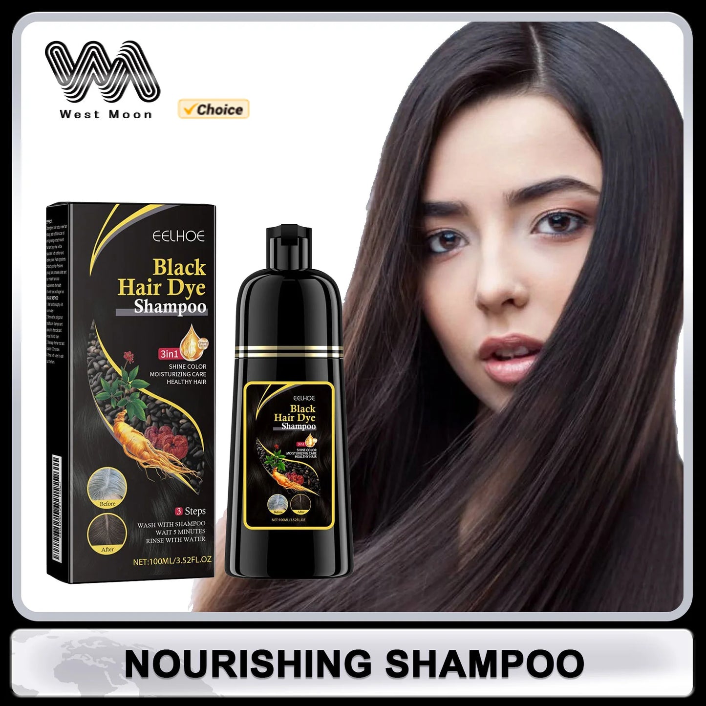 Hair Dye Shampoo Changing Hair Color Non-irritating Repair Oil Control Natural Fast Blacking Moisturizing Hair Coloring Shampoo Peaceful Pleasures Health and Wellness