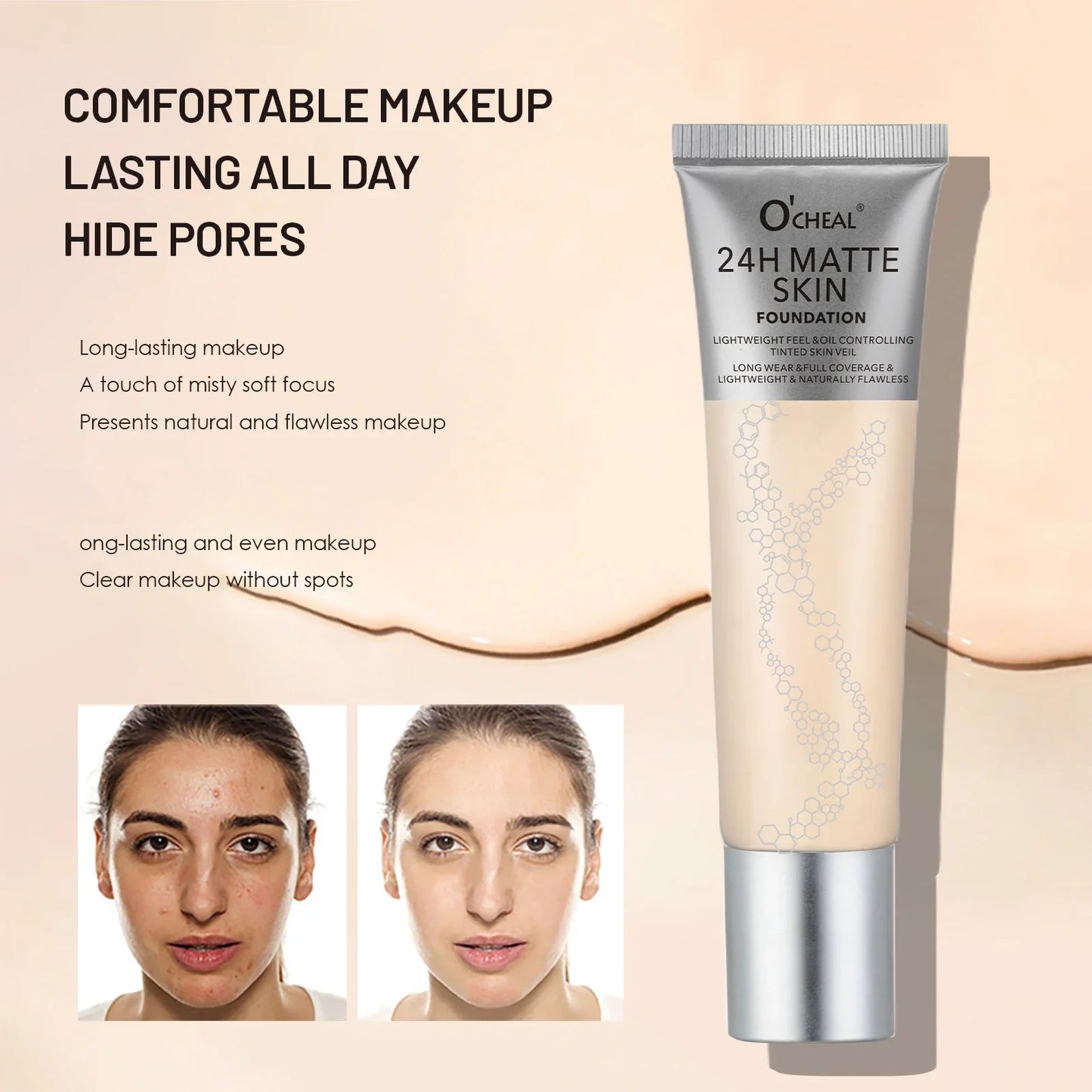 O'Cheal Matte Liquid Foundation – 6 Shades, Concealer & Contour