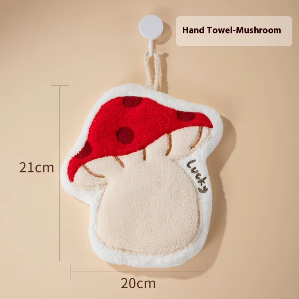 Cute Cartoon Hanging Hand Towels | Absorbent Coral Fleece Hanging Hand Towels Peaceful Pleasures Health and Wellness red