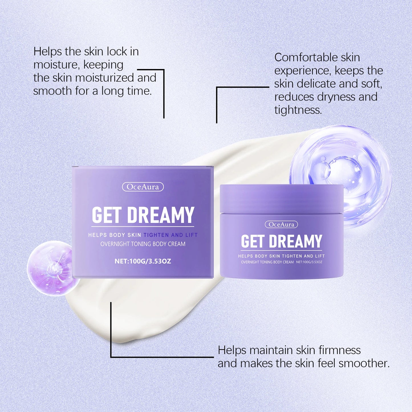 Oceaura Body Shaping Cream Lasting Moisturize Enhance Skin Elasticity Reduce Sagging Lifting Softening Slimming Body Cream Peaceful Pleasures Health and Wellness