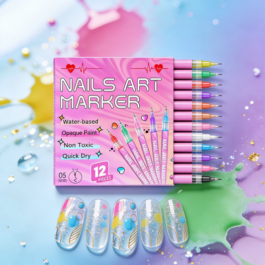 12-Piece Nail Art Drawing Pen Set – Waterproof DIY Markers Nail Art Marker Set Peaceful Pleasures Health and Wellness