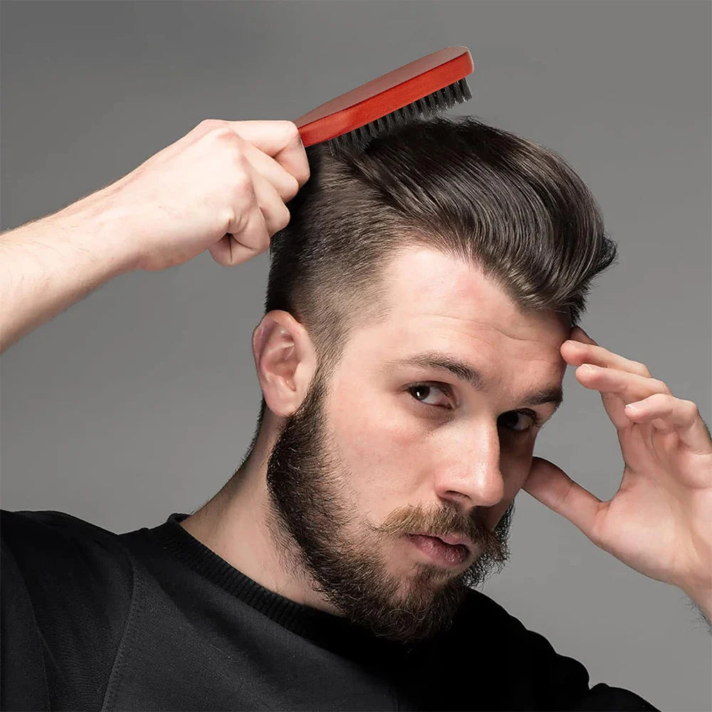 2-Piece Wooden Boar Bristle Hair Brush Set – All Hair Types