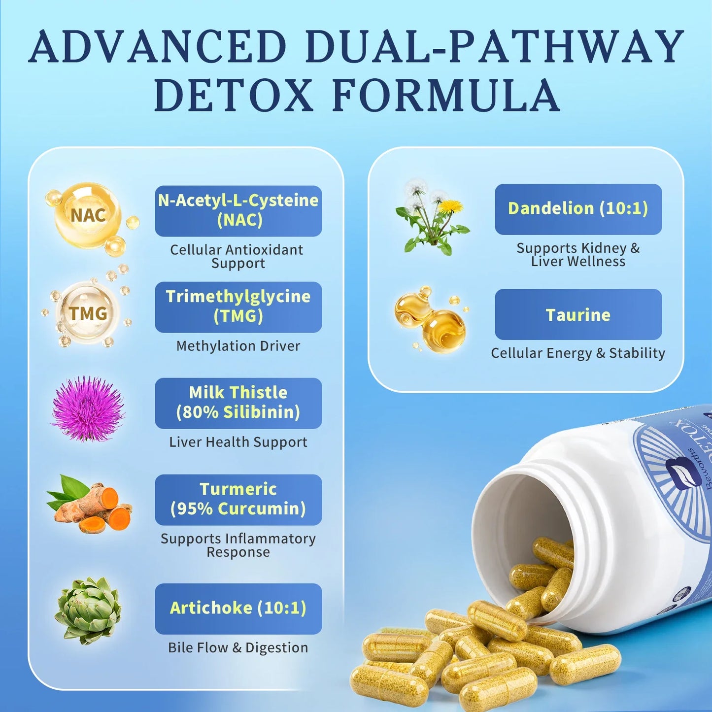 Beworths Liver Detox Pills – NAC, Milk Thistle, TMG & Taurine