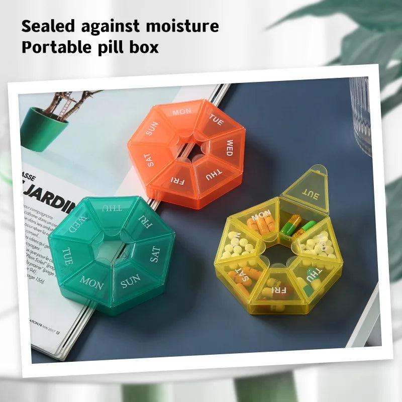 7 Days Weekly Pillbox Tablet Holder Medicine Storage Case Drug Container Pill Organizer Weekly Capsule Pill Box Color Organizer Peaceful Pleasures Health and Wellness