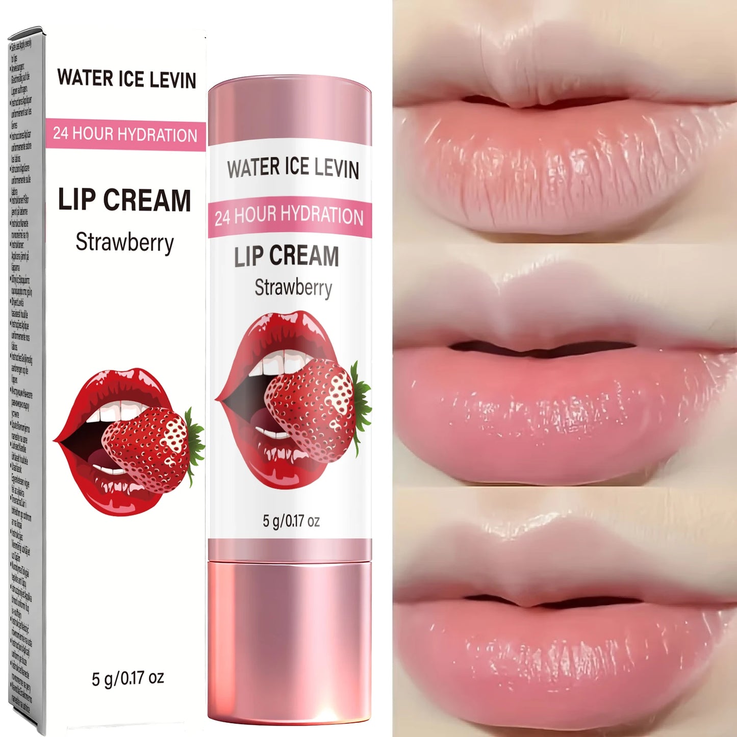 24H Strawberry Extract Hydrating Lip Cream | Water Ice Levin