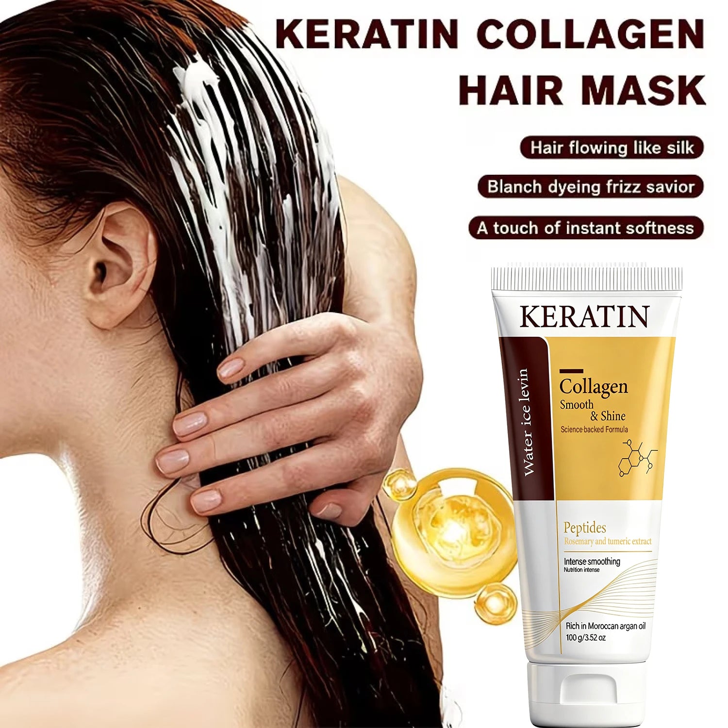 Collagen Hair Mask with Keratin & Peptides | Smoothing 100g Collagen Hair Mask Peaceful Pleasures Health and Wellness