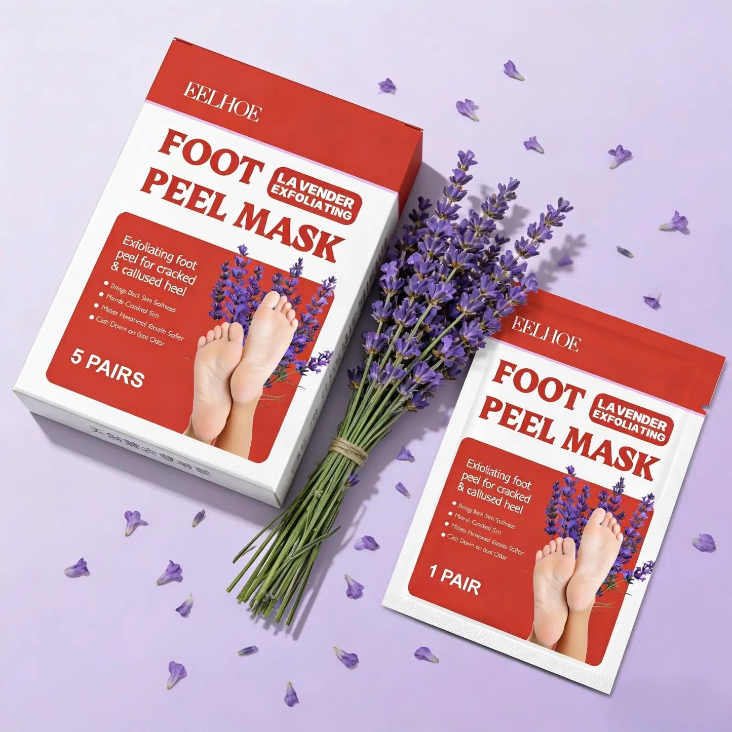 Lavender Foot Peel Mask – Exfoliating Foot Mask 5 Pairs