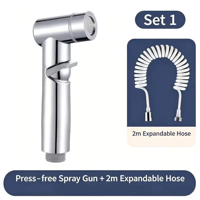 2-Pack Telescopic Handheld Bidet Sprayer Kit | Chrome ABS