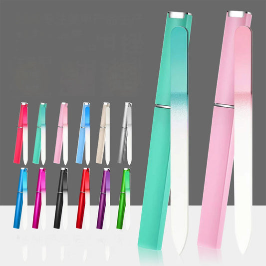 12 Color Crystal Glass Nail File Frosted Polished Nail Tools Sandblasted Glass Nail File Portable Home Tourism Peaceful Pleasures Health and Wellness