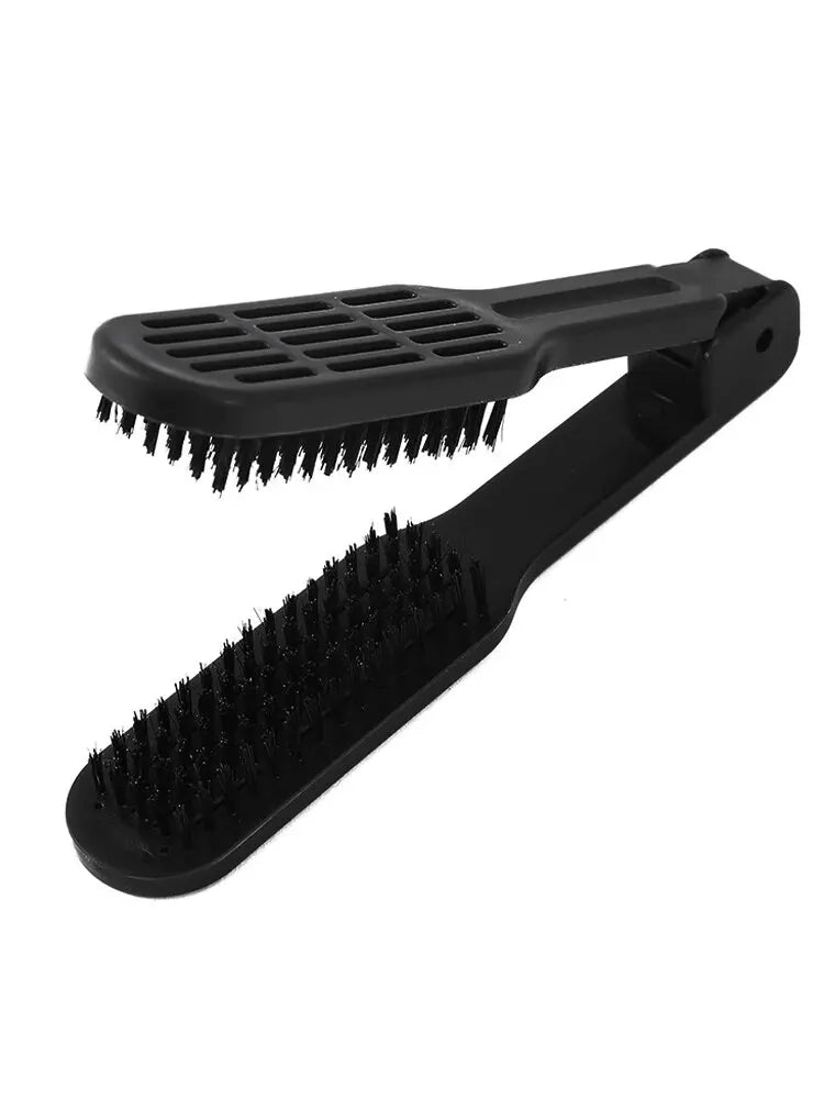 V-Type Wooden Handle Hair Straightener Comb | Anti-Static