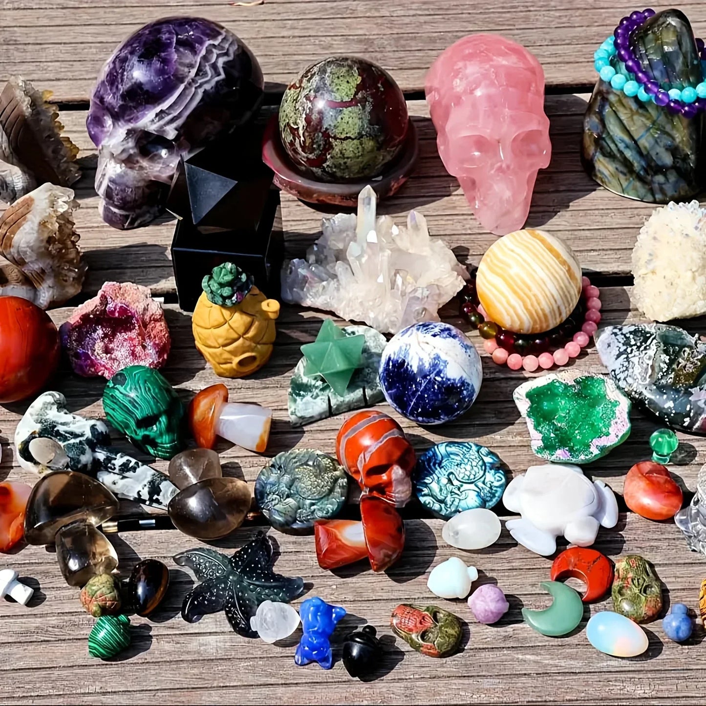 Open your own unique crystals! 1lb-3lb Crystal Gift Box-Mixed Raw Stone, Tower, Sphere, Carving , Bracelet Ring, Home Decoration Peaceful Pleasures Health and Wellness